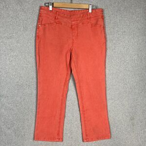 Tribal Cropped Pants Guava Women Size 10 Coral Orange Pull On Denim